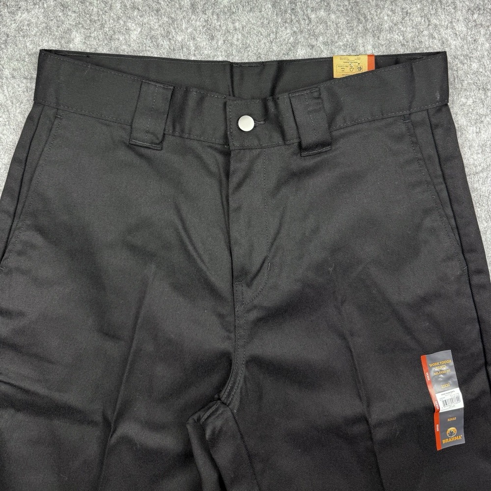 BRAHMA NWT Work Tough Pants Relaxed Fit Black Size 32 x 32 Wrinkle Resistance - Picture 2 of 11
